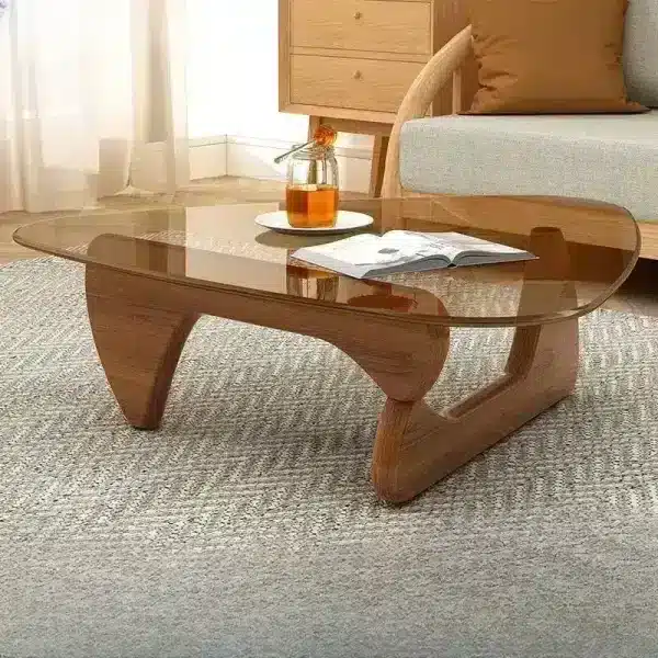 Mesa de centro moderna de cristal
  templado transparente Mesas de centro modernas para salones pequeños de
  apartamentos Mesa de centro de madera